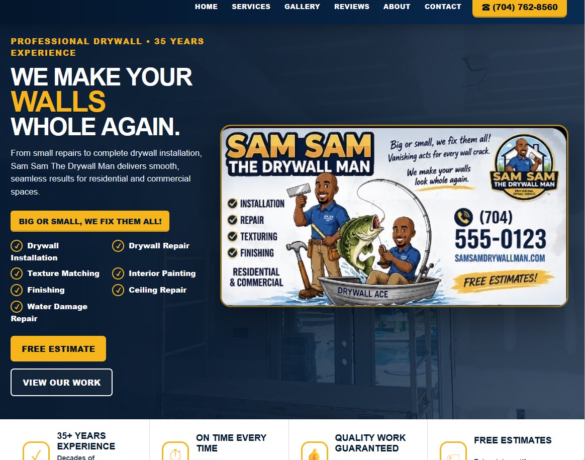 Sam Sam The Drywall Man website screenshot